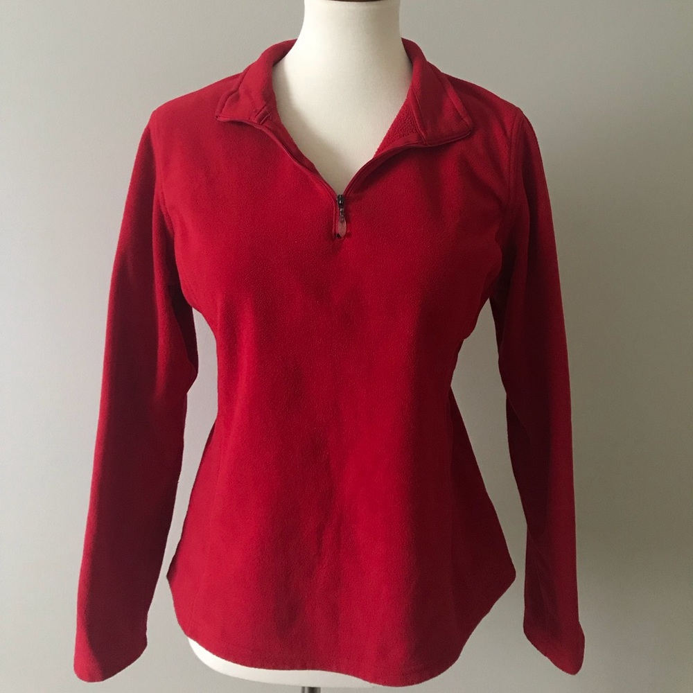 Red quarter zip fleece jacket